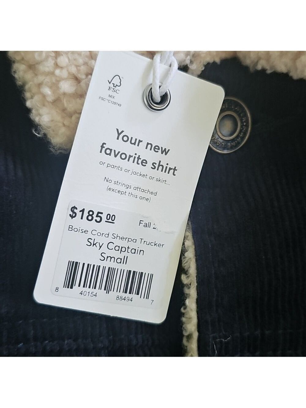 Marine LayerBoise Cord Sherpa Trucker in Sky Captain - Picture 9 of 9